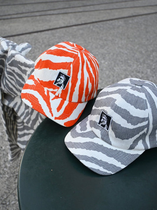 "Zebra Without a Cause" Linen Cap. Designed by HO HOS HOLE IN THE WALL. Made in NYC.