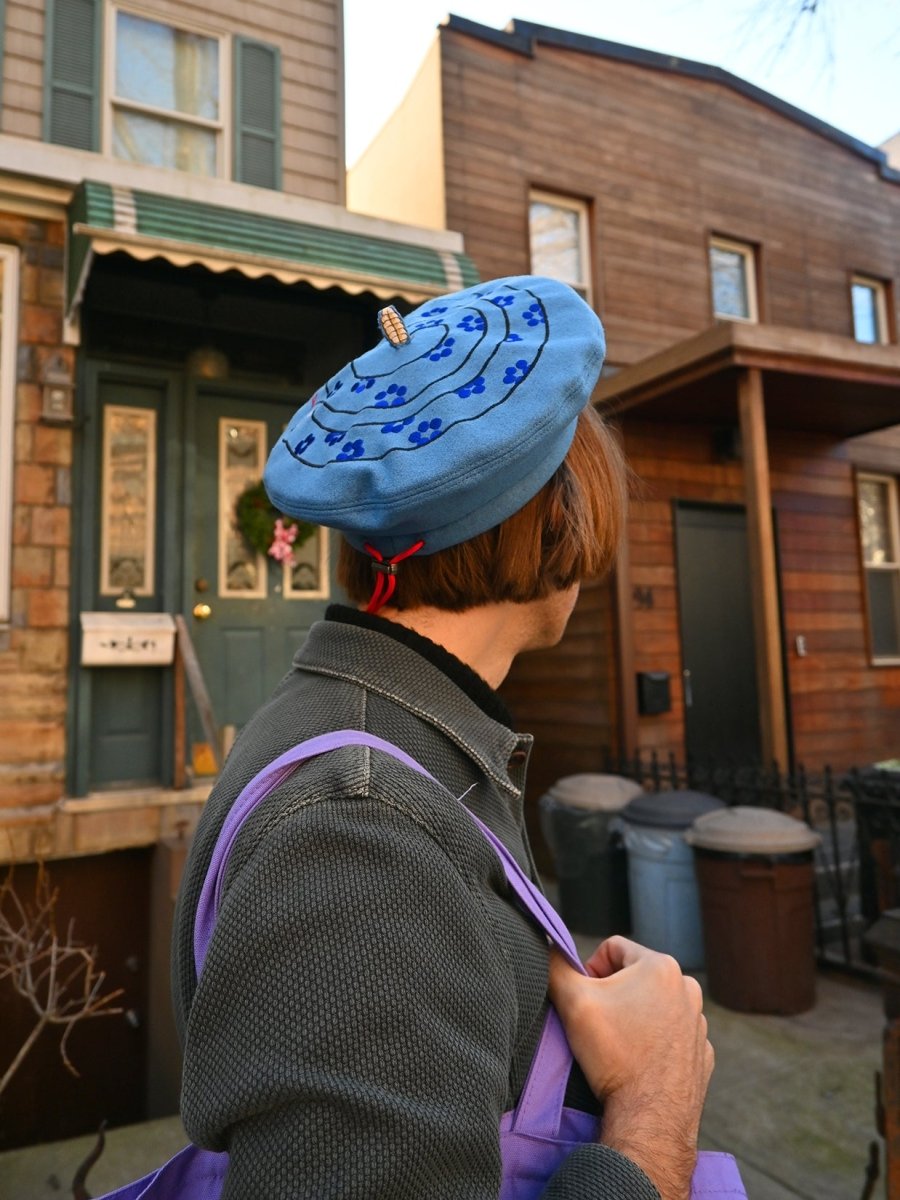 "Snake" Beret. Designed by HO HOS HOLE IN THE WALL. Made and embroidered in NYC.