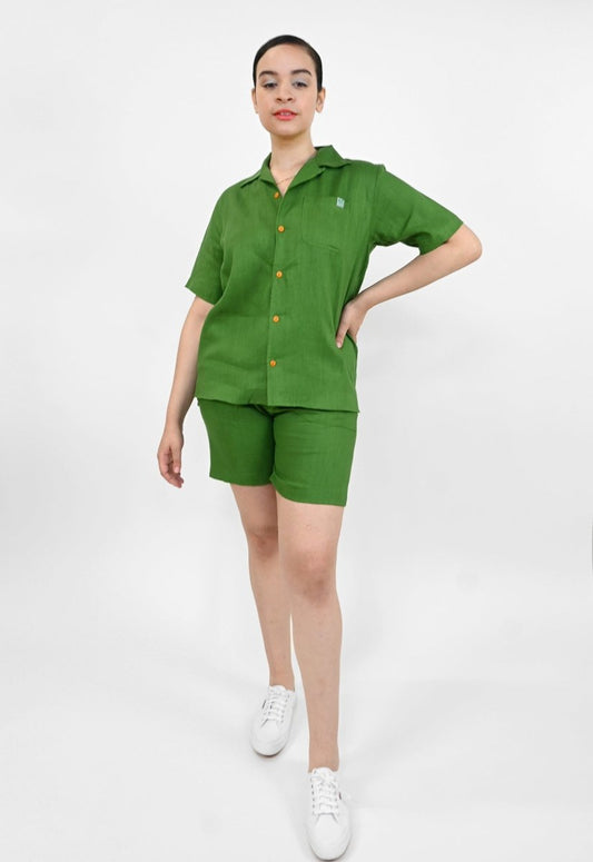 "Tutti Frutti" Linen Shorts - Plantain Green