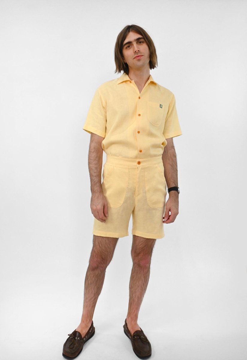 "Tutti Frutti" Linen Shorts - Yellow Strawberry