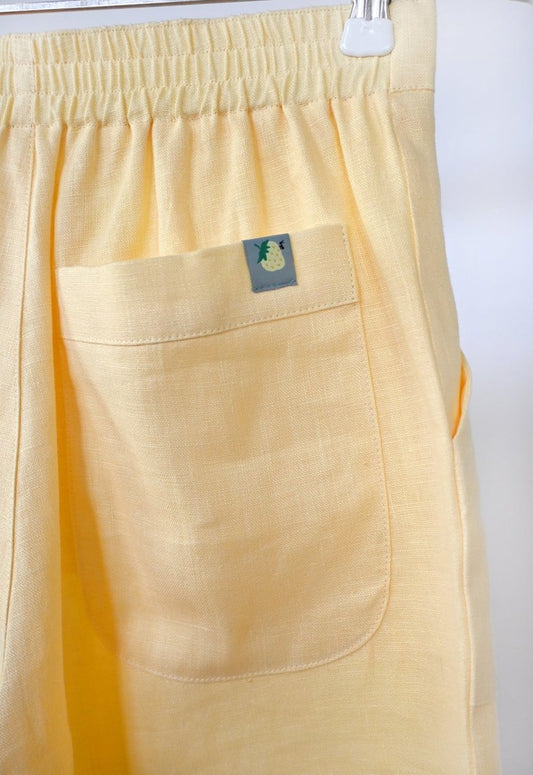 "Tutti Frutti" Linen Shorts - Yellow Strawberry