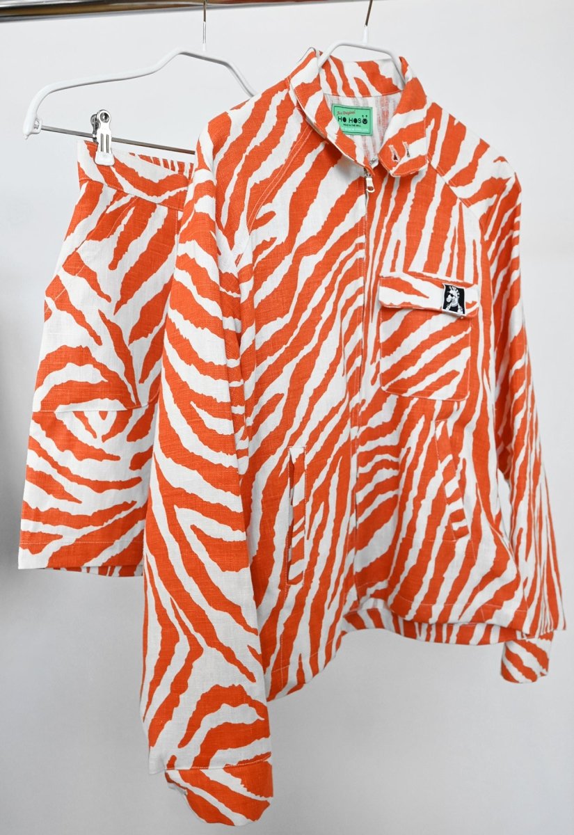 "Zebra Without a Cause" Linen Jacket - Orange Stripe